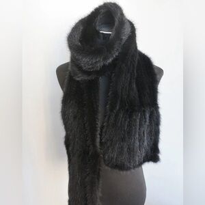 Braid Real Mink Fur  Scarf  178*16 cm black neck wrap handmade unisex gift cape